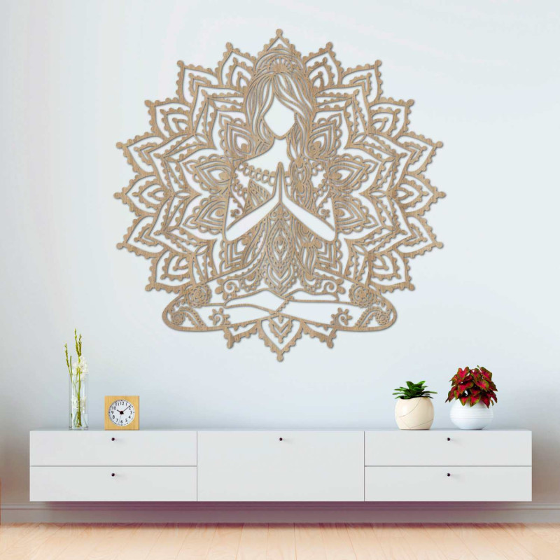 3D-s fa jóga mandala festmény - stílusos faldekoráció a nappaliba.