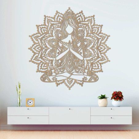 3D-s fa jóga mandala festmény - stílusos faldekoráció a nappaliba.