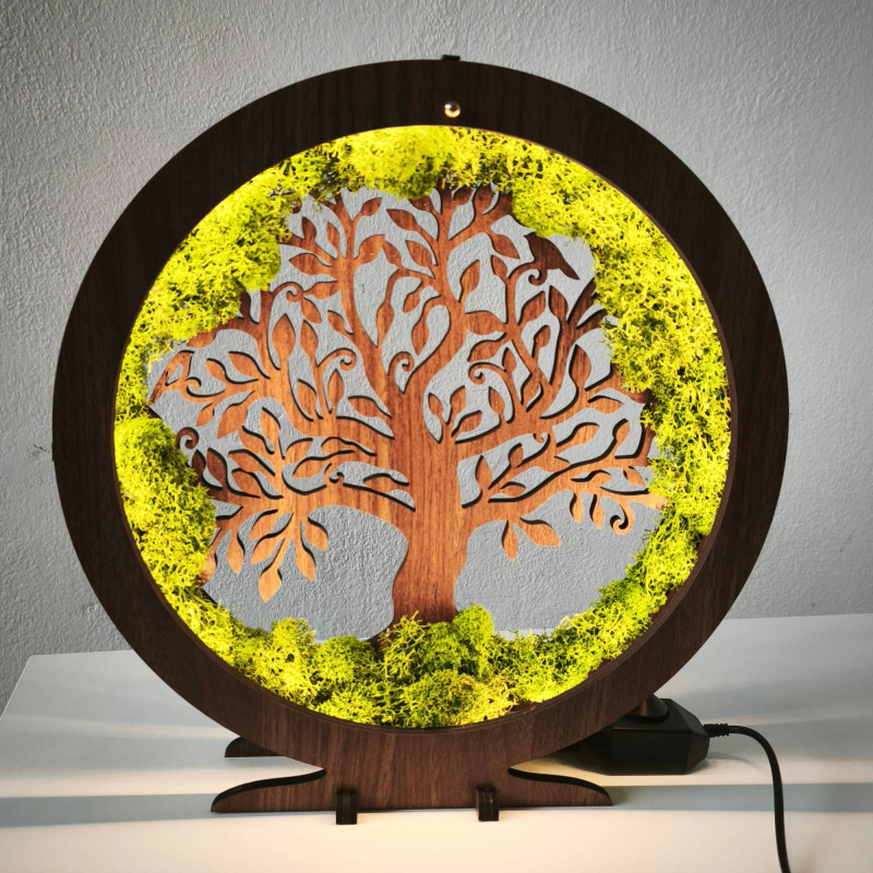 LED Életfa lámpa mohával - asztaldísz a nappaliba.