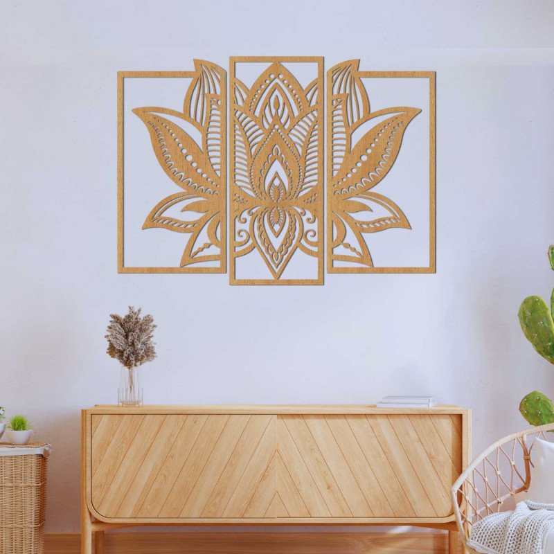 Modern lótusz mandala a falon - harmonikus dekoráció a nappaliba