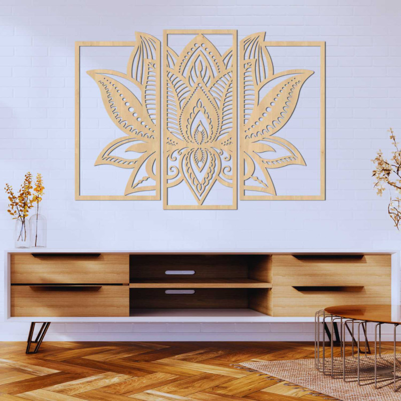 Modern lótusz mandala a falon - harmonikus dekoráció a nappaliba