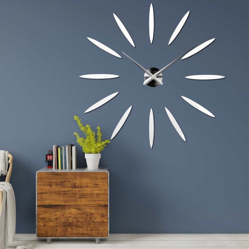 Modern fehér öntapadós falióra minimalista barkács stílusban