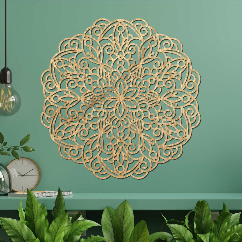 A luxus fa mandala dekoráció békét és eleganciát kölcsönöz a térnek