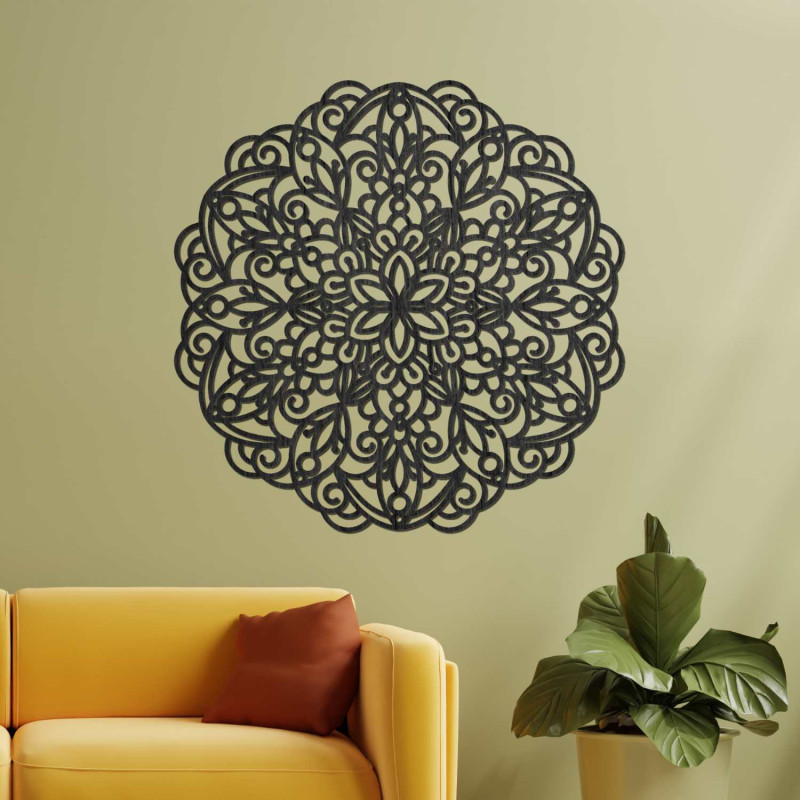 A luxus fa mandala dekoráció békét és eleganciát kölcsönöz a térnek