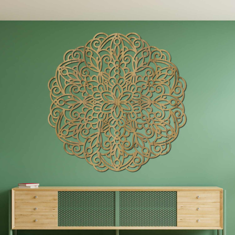 Luxus fa mandala a falon egy harmonikus és elegáns belső térért