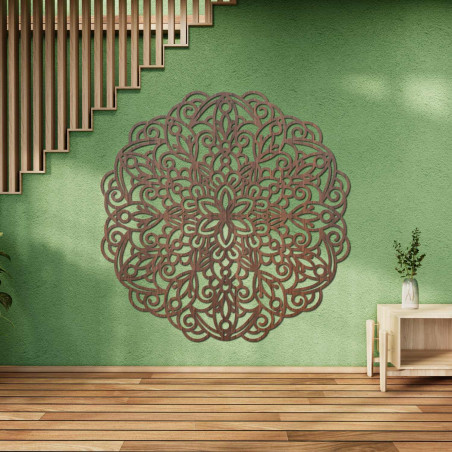 Egy modern, fából készült mandala otthonos és harmonikus hangulatot teremt otthonodban.