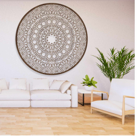Modern kör alakú, fából készült mandala festmény a nappaliba