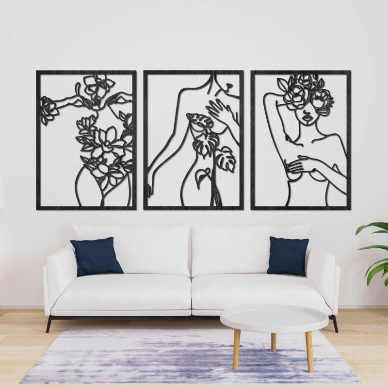 Minimalista vonalrajz egy nőről, mint stílusos faldekoráció