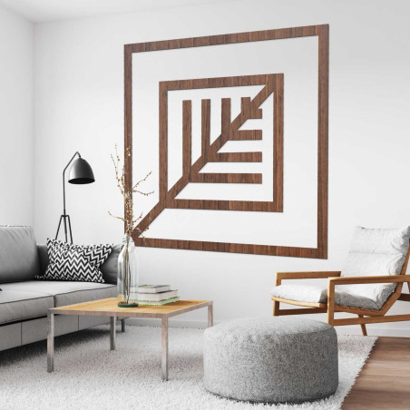 Elegáns faldekoráció geometrikus mintával, fából