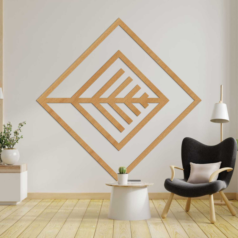 Elegáns faldekoráció geometrikus mintával, fából