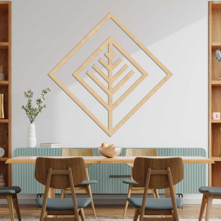 Elegáns faldekoráció geometrikus mintával, fából