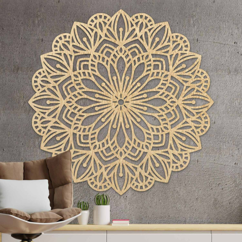 Elegáns fa mandala, mint dekoráció a modern belső térhez