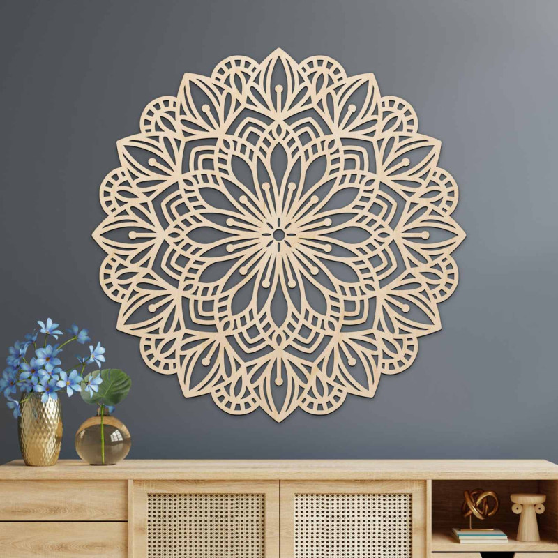 Elegáns fa mandala, mint dekoráció a modern belső térhez