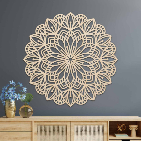 Elegáns fa mandala, mint dekoráció a modern belső térhez