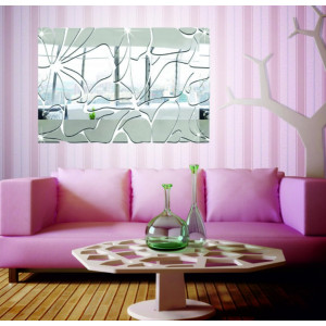 Modern dekoratív tükrök. Tükör és színes matricák a falon, 3d akrilfényű matricák