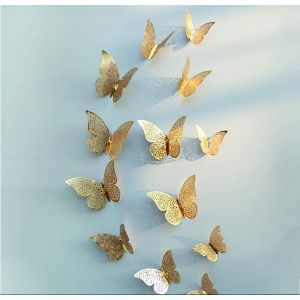 Trendy matrica a falon -gold pillangó, 1 szett - 12db