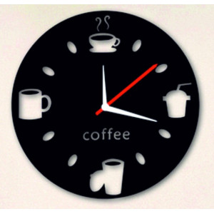 Nástenné hodiny zrkadlové pohoda na kávu čierne