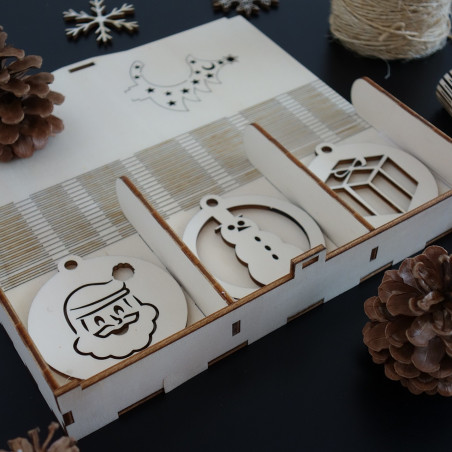 Fa dísztárgyak karácsonyfa, 1 set-18 db