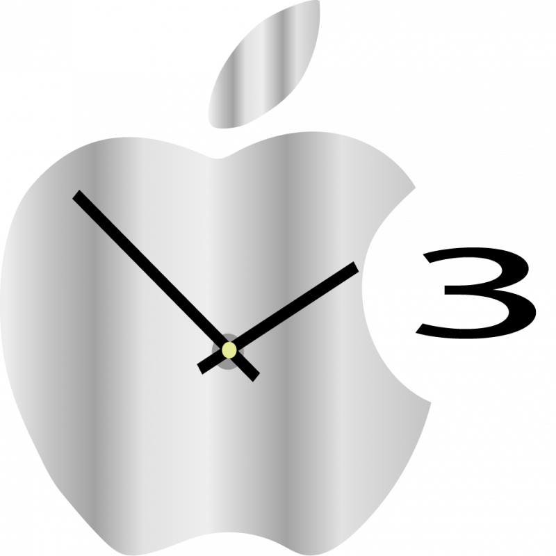 Fali óra műanyagból a konyhában APPLE, 35x35 cm