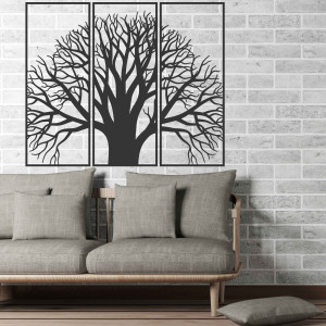 Wooden wall painting - three-piece set with tree and branches | SENTOP PR0190