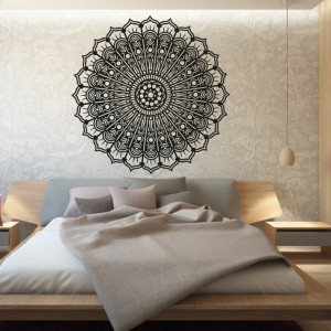 Mandala békevirág fa falfestmény rétegelt lemezből, SILVIA