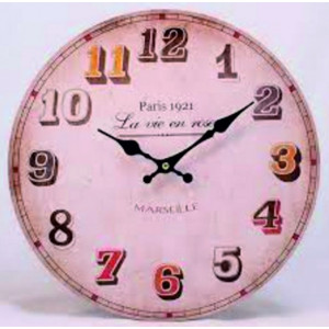 Drevené hodiny Marseille. Materiál: MDF, rozmer: Fi 30 cm