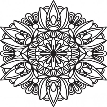 Faragott mandala fa festmény rétegelt lemez falra rózsa