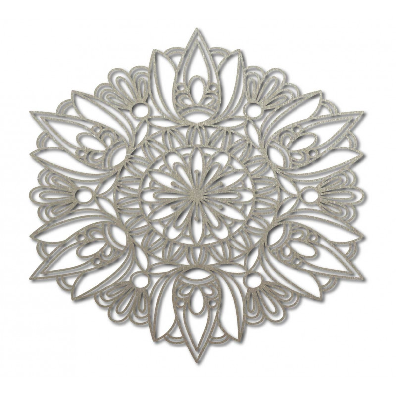 Faragott mandala fa festmény rétegelt lemez falra rózsa