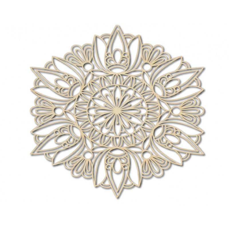 Faragott mandala fa festmény rétegelt lemez falra rózsa