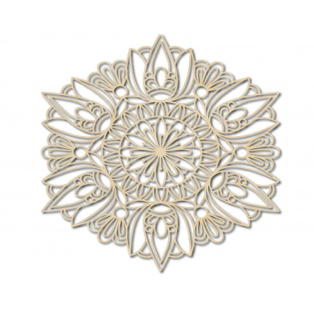 Faragott mandala fa festmény rétegelt lemez falra rózsa