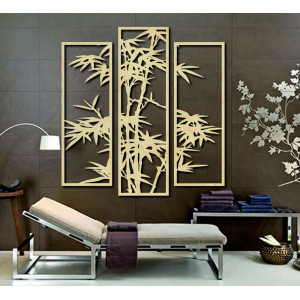 Exkluzív kép a falon, fából készült pálmalemezből faragva trópusok