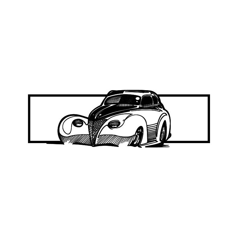 Retro stílusú fa autó - dekoratív falfestmény -...