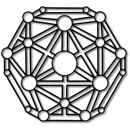 Geometriai kép a falon falemezből faragott